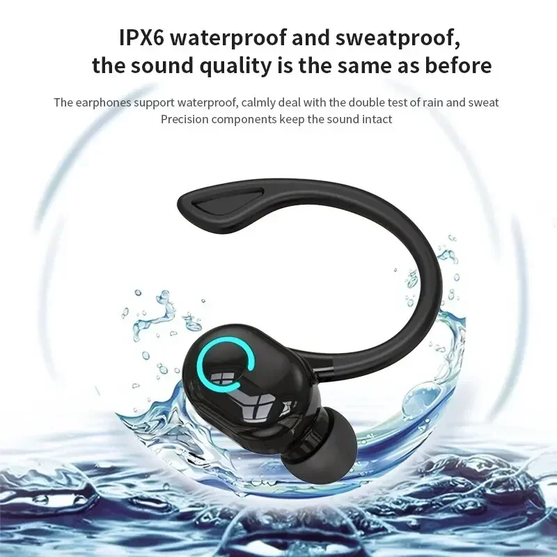 Draagbare draadloze hoofdtelefoon Bluetooth 5.2-oortelefoon met microfoon Enkel oor in-ear Sport Waterdichte oordopjes Bluetooth-headset