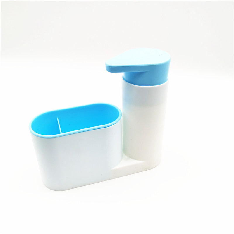 Køkken tilbehør vask sæbedispenser flaske plastflaske til badeværelse og køkken flydende sæbe organisere køkkenudstyr: 2 gitre blå