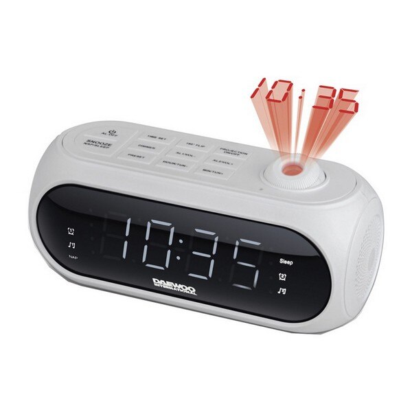 Reloj despertador de Radio con proyector LCD, Daewoo DCP-490, 180 °, FM
