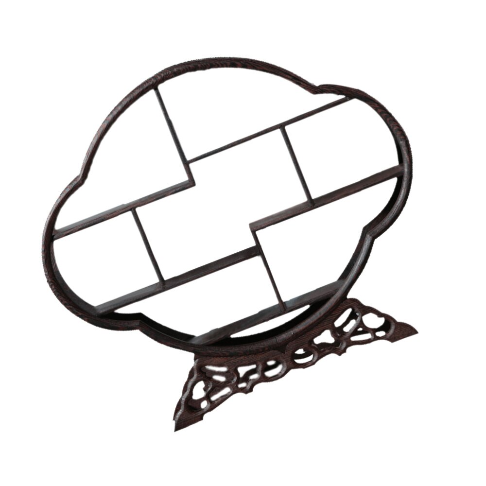 1Pc Wood Shelf Retro Antique Shelf Rosewood Crafts Wenge Display Stand without Ornaments (Peach Shape)