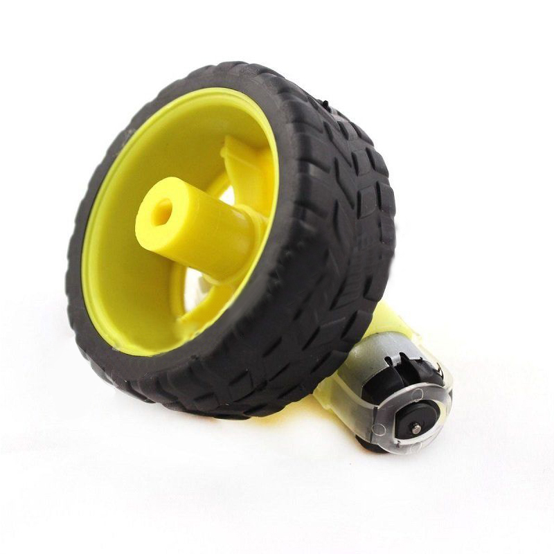 WOTT-4 Pcs For Arduino Smart Car Robot Plastic Tire Wheel with DC 3-6V Gear Motor
