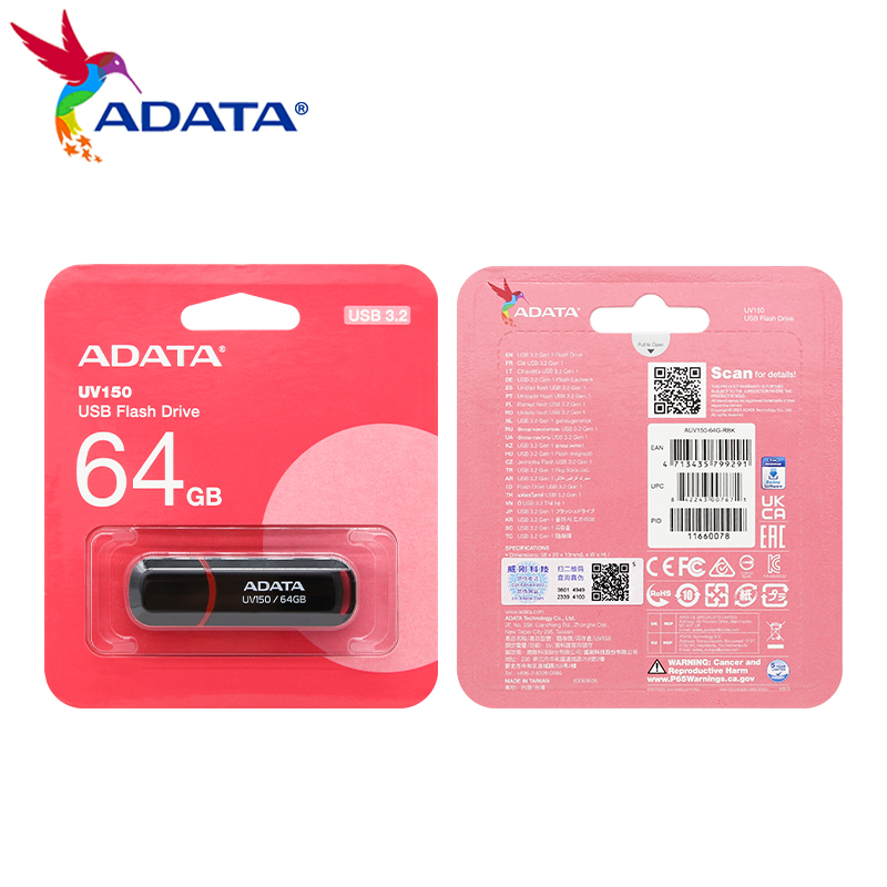 Original ADATA USB 3,2-Stick UV150 16GB 32GB 64GB 128GB High Speed Mini Tragbaren Schlüssel stick Mit Lanyard USB Disk Für PC