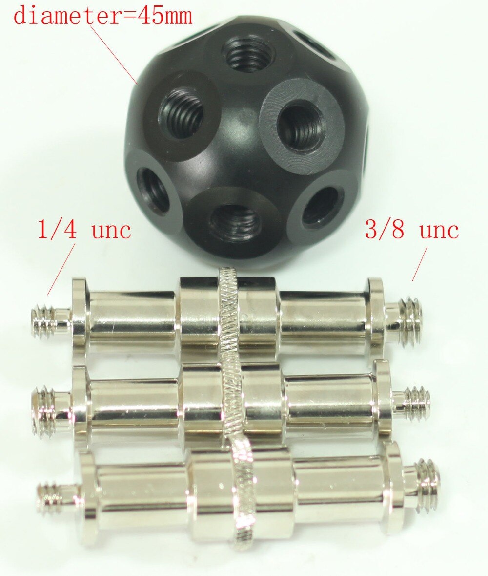Multifunktionale Magie Ball 3/8 "Löcher mit 3 stücke 3/8" stecker auf 1/4 "männlichen Adapter stativ kamera