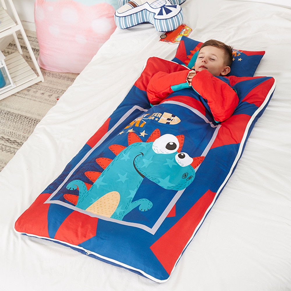 Bomuld baby børn sovepose quilt småbørn lur måtte med aftagelig pude vinter baby anti-kick sovepose tegneserie quilt