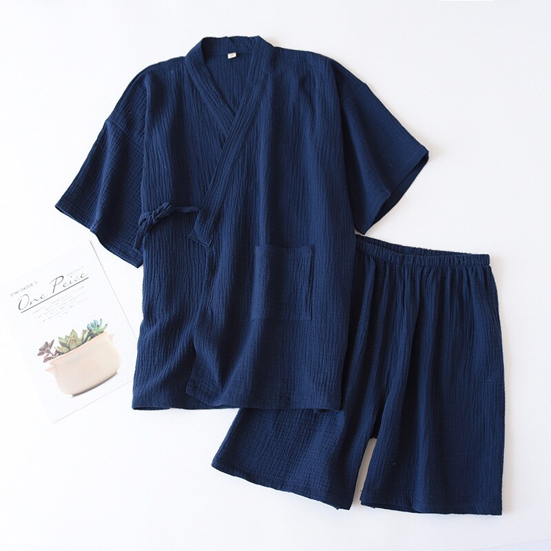 Leversic Heren Winter Pyjama Katoen Nachtkleding Pyjama Sets V-hals Lange Mouwen en Geruite Broek S-4XL, Blauw, XXL
