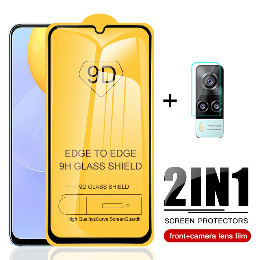 Voor Vivo Y31 9D Volledige Lijmen Gehard Glas Camera Lens Beschermende Film Voor Vi Vo Y 31 31Y V2036 6.58 &quot;Telefoon Screen Protector: 2 In 1