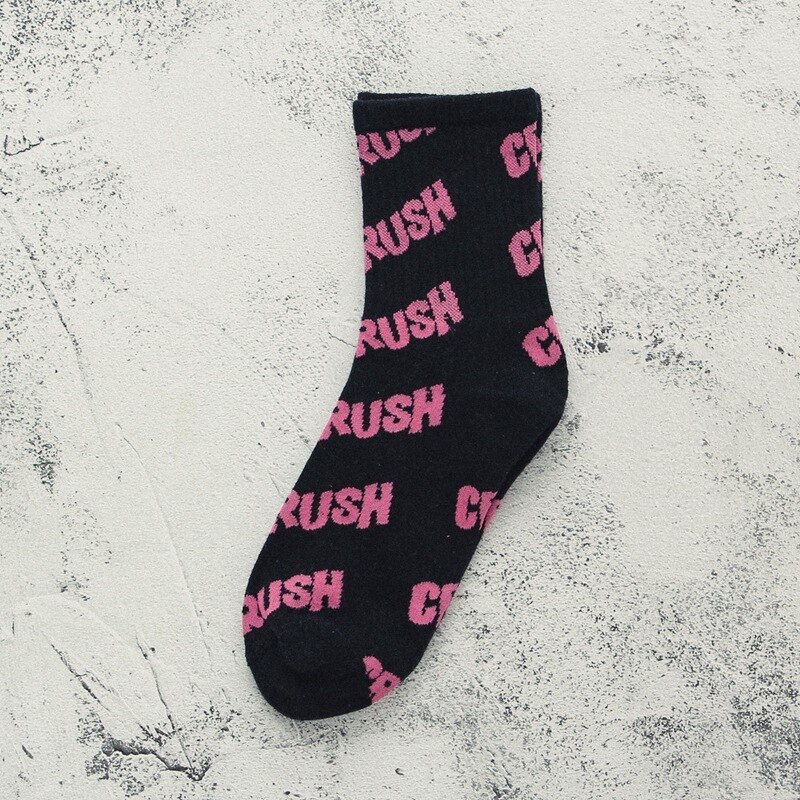 Outdoor Sport Socks Knitted Letter Non-slip Basketball Bicycle Compression Socks Streetwear Hip Hop Skateboard Baseball Sock: Black rose