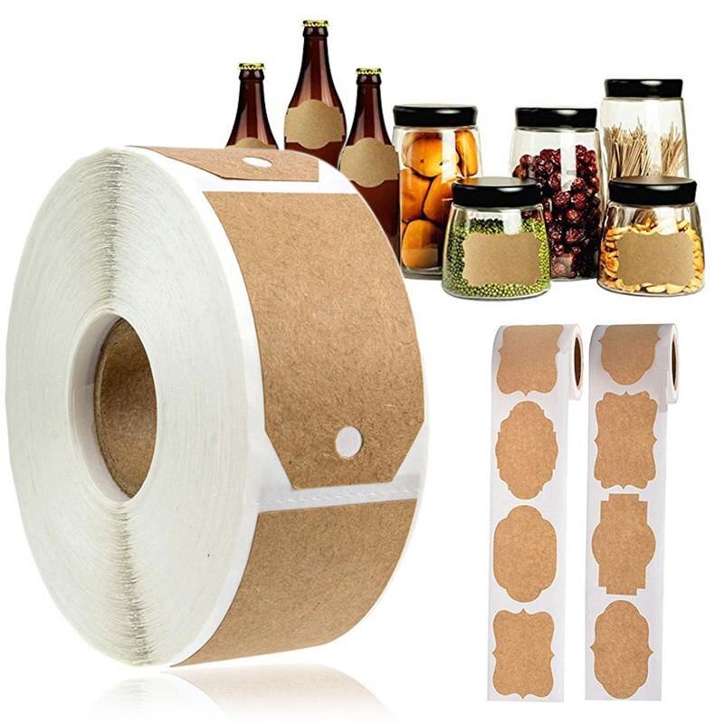 300PCS/roll Baking Packaging Sticker Label Kraft Stickers Paper Labels Glass Bottle Office Food Classification Kitchen Sticker