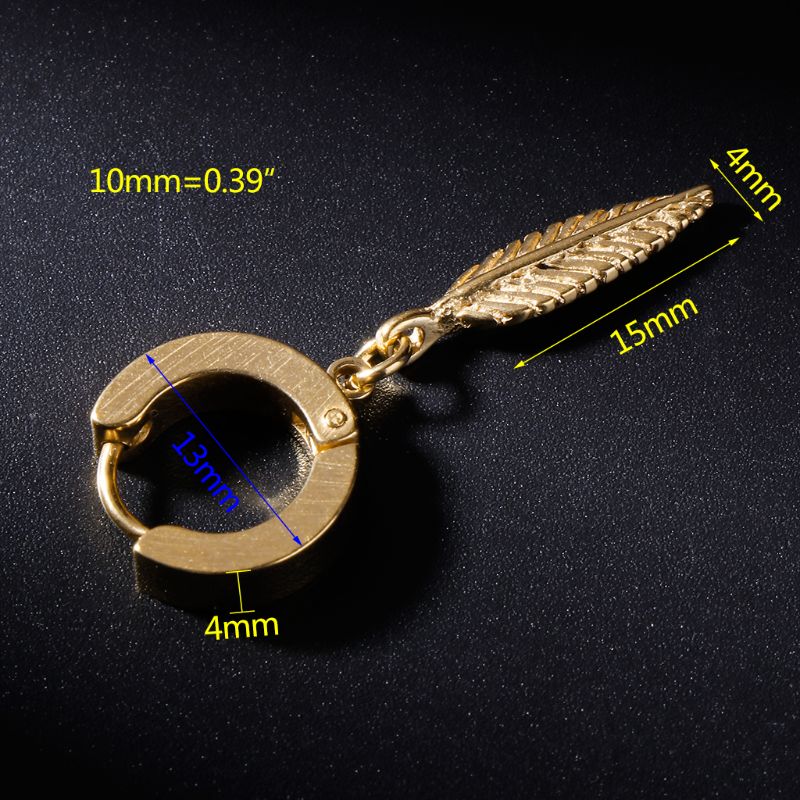 Boucles d'oreilles Punk en forme de plume pour hommes et femmes, 1 pièce, pendentif en acier titane, bijoux de décoration, breloques, masculin