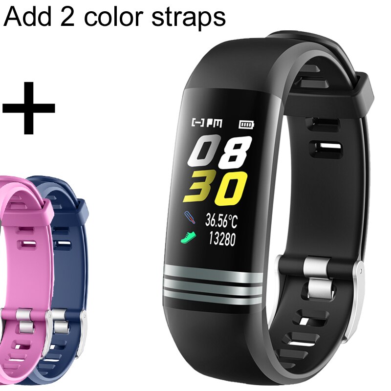 Smart Band Horloge Mannen Vrouwen Body Temperatuur Fitness Armband Stappenteller Bloeddruk Hartslagmeter Smart Armband: G26T add 2 straps