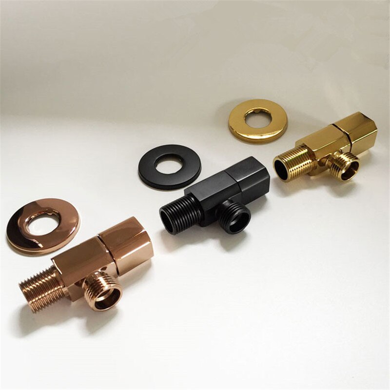 Vulventielen Totaal Messing Hoek Kleppen 1/2 "Man X 1/2" Mannelijke Badkamer Bidet Valve Badkamer Accessoires Goud/rose Goud/Zwart