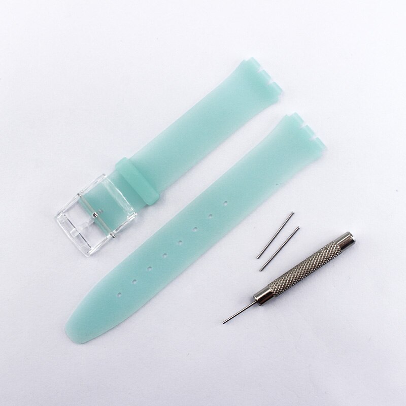 Accesorios para reloj, correa de silicona de 16mm, hebilla pin para series Swatch piel SFK397 SFK360 SFK361, correa de reloj para mujeres y niños: Light blue