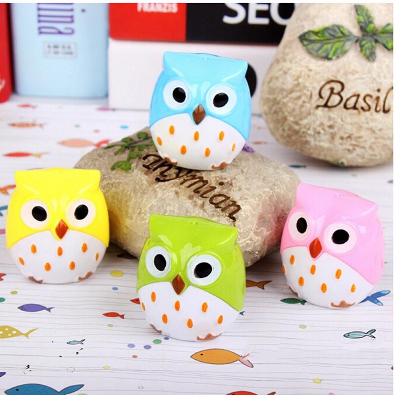 Mini sacapuntas Kawaii de búho, 1 Uds., Color al azar