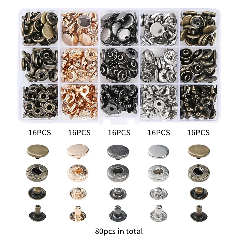 24-150set/box Metal Snap Fasteners Button Stainless Steel 633# Snap Buttons Sewing Accessories for Clothing Jacket Leather Craft: BRONZE