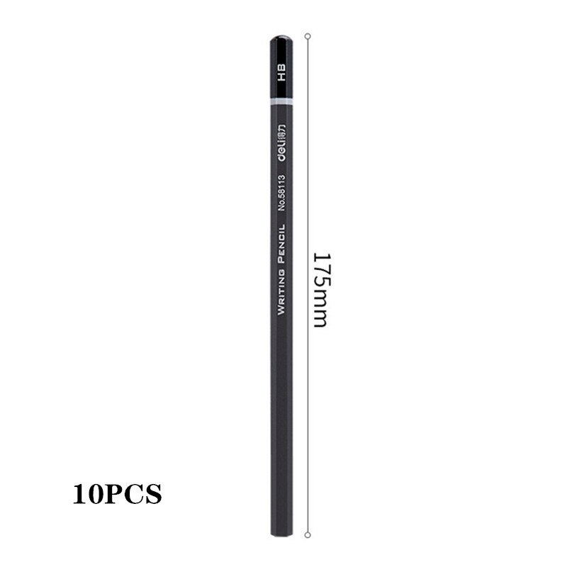 Deli HB hexagonal advanced graphite writing sketch pencil, drawing basswood pencil, student office stationery: 10 PCS