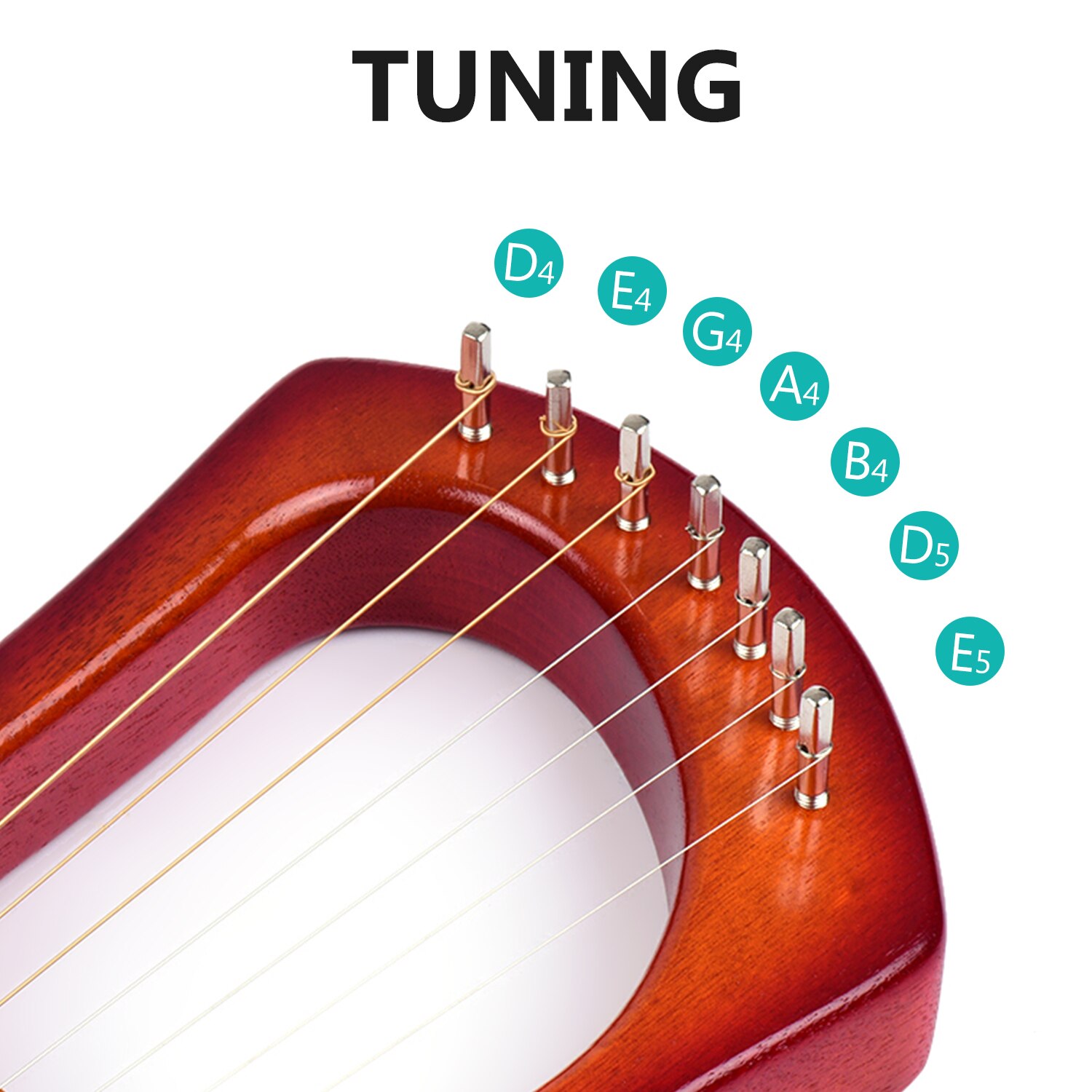 Ammoon-ARPA de Lira de 7 cuerdas, instrumento de cuerda de madera de estilo antiguo, Lyres Okoume con bolsa de transporte, juego de cuerdas, llave de afinación, 2 uds.