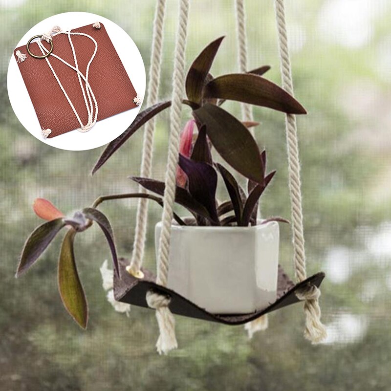 Skórzany wieszak na rośliny wisząca donica uchwyt na doniczkę Dom dekoracje na rośliny doniczkowe soczyste kaktus
