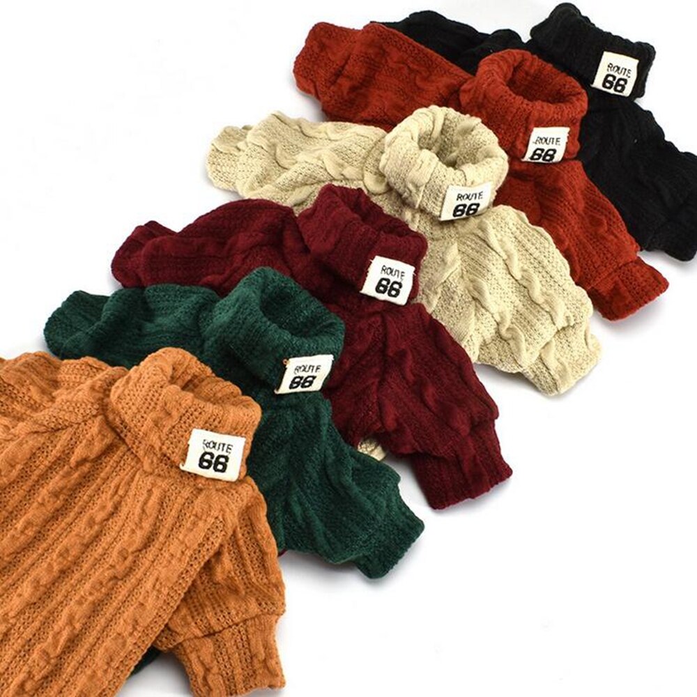 Pet Dog Jumpers Coats Hand Knit Cat Puppy Chihuahua Clothes POLO Neck Sweaters