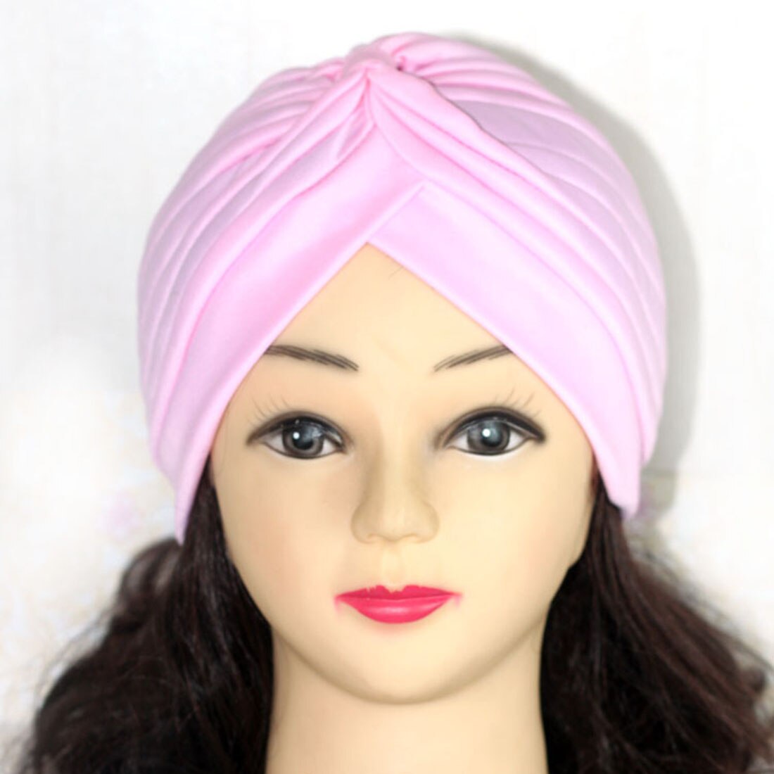 Turbante elástico de algodón para mujer, hiyab cruzado interior, gorro elástico musulmán, turbante liso para mujer: 6