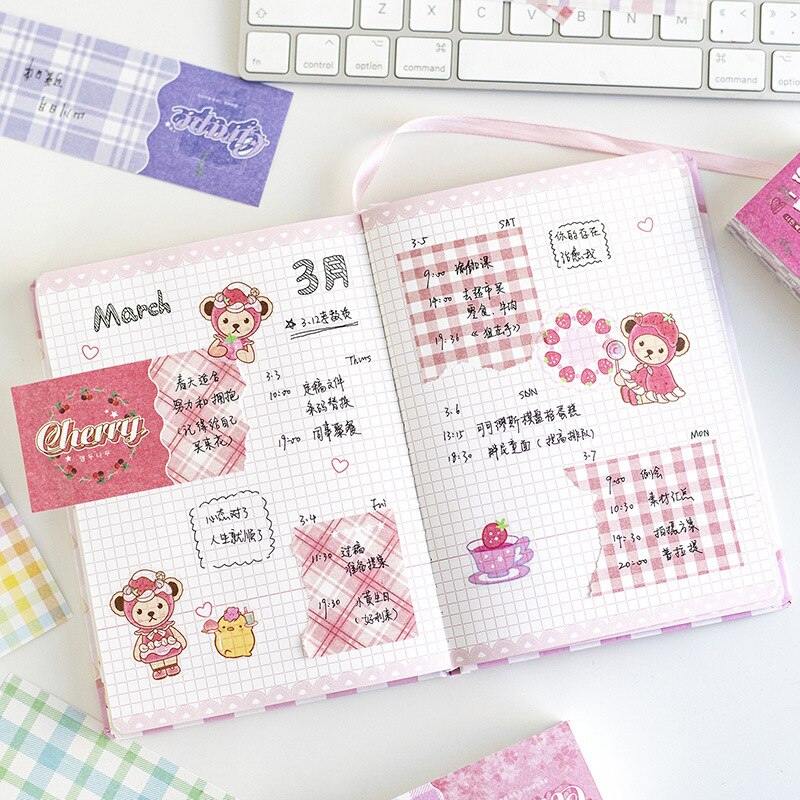 200 Pcs Grid Pattern Diy Scrapbook Paper Supplies Aesthetic Paper Supplies Decorative Paper Material For Craft Diy Journal Photo