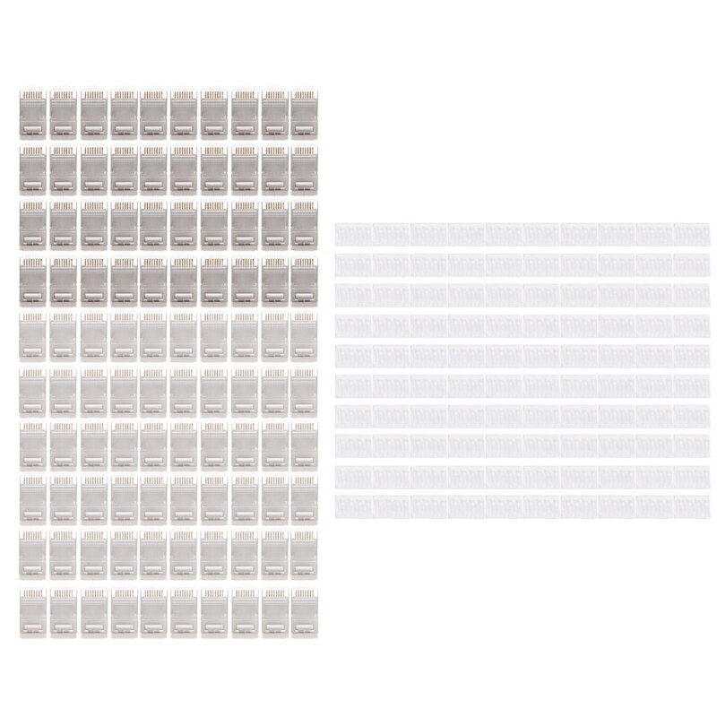 100Pcs RJ45 Network Connector CAT6 Modular Plugs Shielded Version With Loading Bar