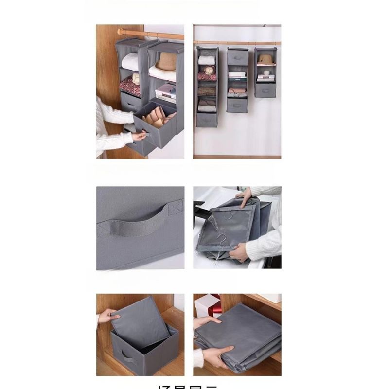 Hanging Closet Organizer, Closet Hanging Shelf with 2 Sturdy Hooks for Storage, Foldable Closet Hanging Storage Shelves