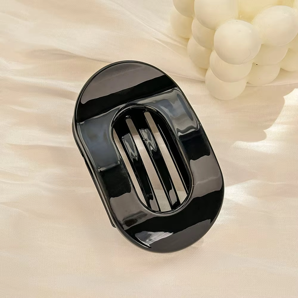 Fashion Oval Hair Claw Clip for Women New Design Leopard Matte Curved Flat Styling Barrettes Acrylic Lying Down Hair Accessories: ROXO