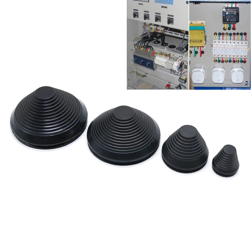 1pcs Rubber cable hole cover grommet gasket Black tapered Electric box inlet outlet Seal ring Dust plug Wire holder protector