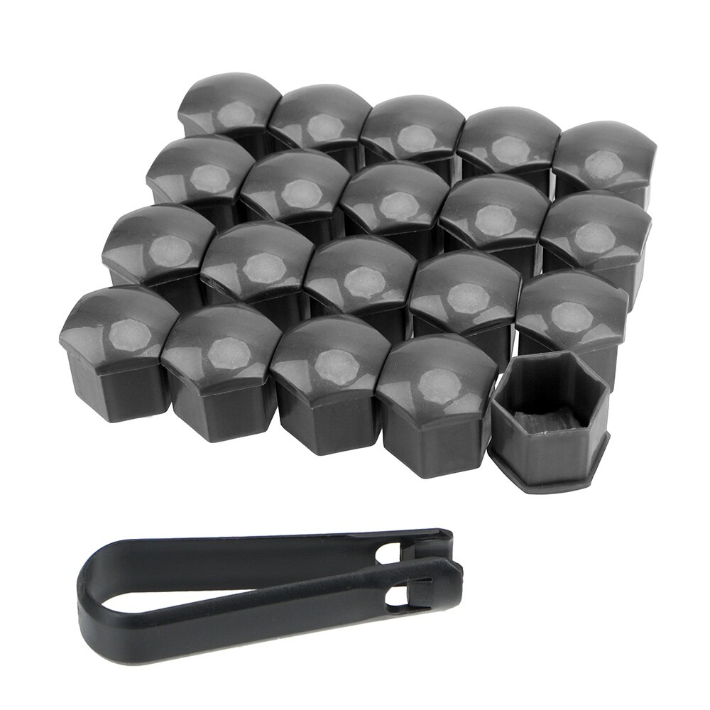 20 delar 17mm skydd täcker lock bil hjul mutter lock auto nav skruv lock anti-rost bildäck mutter bult auto reservdelar: Grå