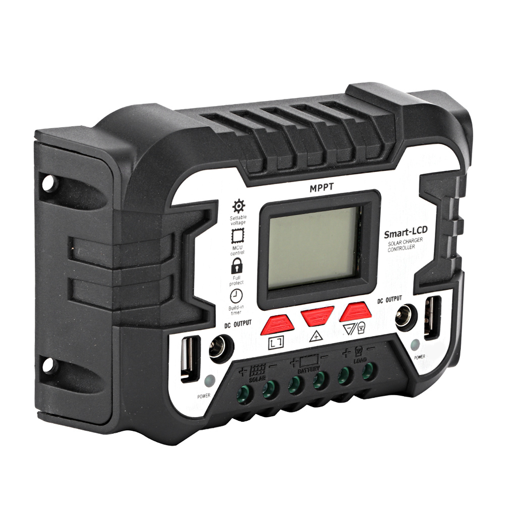 30a 12v/24v waterdichte zonne-laadregelaar mppt dual usb lcd-scherm geschikt voor auto- en motoraccu's