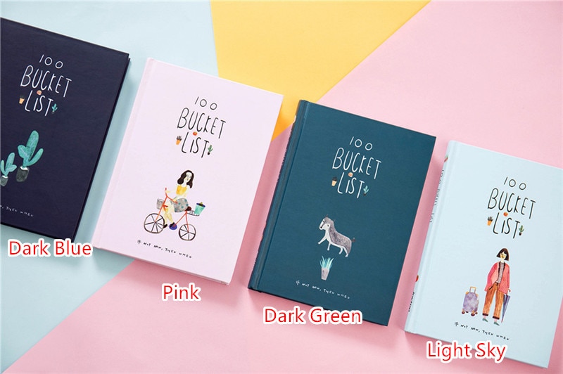 "100 Bucket List" Planner Agenda Scheduler Luxury Notebook Stationery Package Box with Pen Stickers To Do List