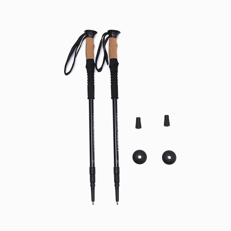 2-Pack Aluminium Trekking Poles - Adjustable 65-155cm, Anti-Shock, Rubber Grip - Lightweight
