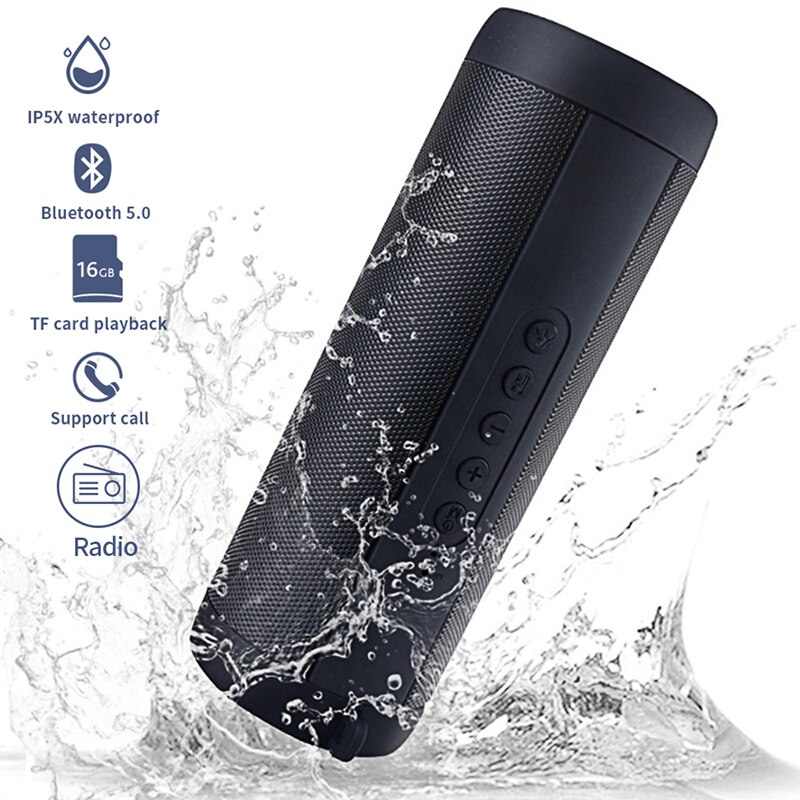 T2 Bluetooth Speaker Portable Outdoor Sound Box Wireless Waterproof LED Column Support TF Card FM Radio Aux Input