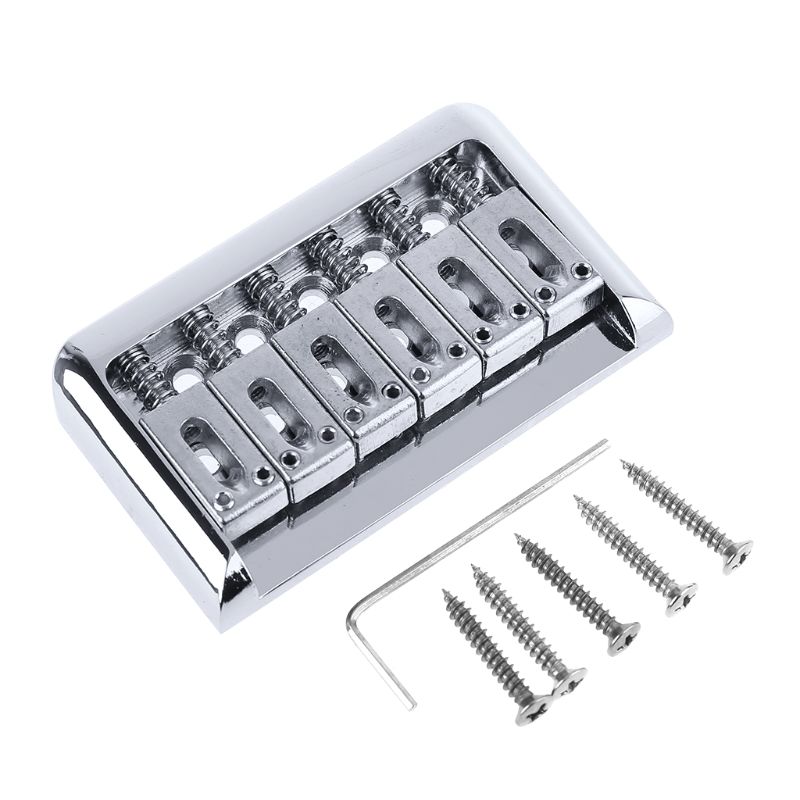 Chrome FIXED HardTail 6 String ELECTRIC GUITAR BRIDGE TAILPIECE & Wrench Metal
