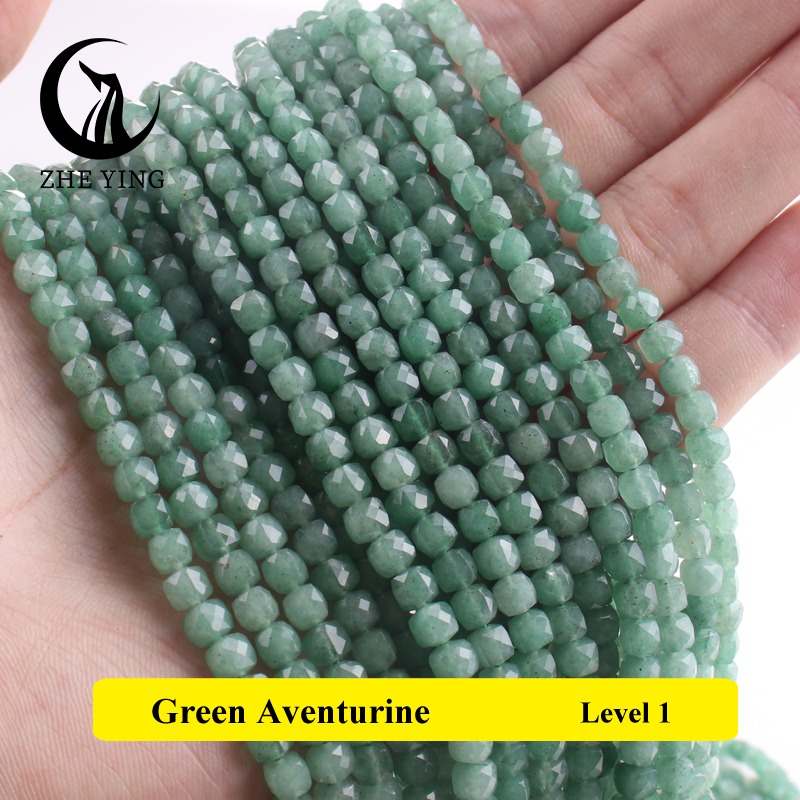 Cuentas cuadradas de piedra facetada Natural, amatista, amazonita, cuentas espaciadoras sueltas para pulsera DIY, collar, accesorios, hebra de 4x4mm de 15''