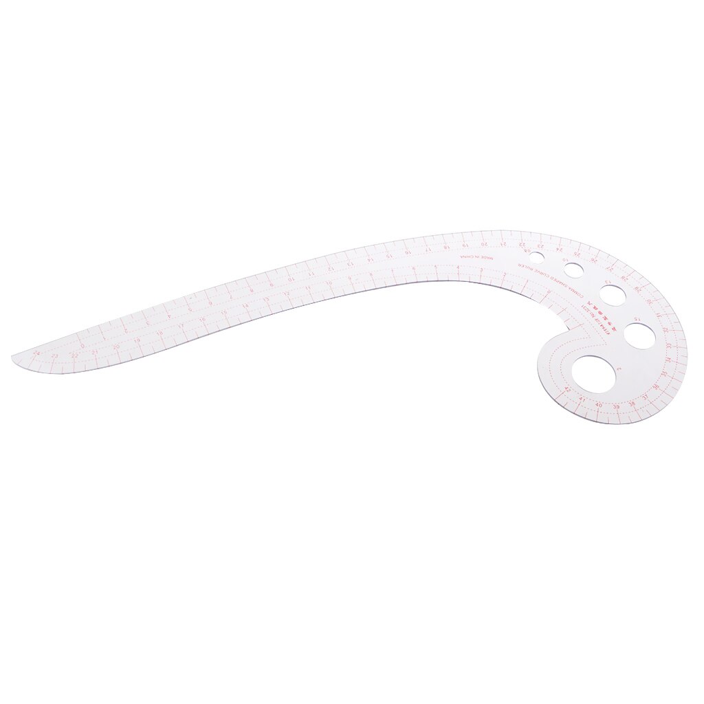 Sewing Tools Clear Ruler Hard Plastic Comma Shaped Curve Size Measurement