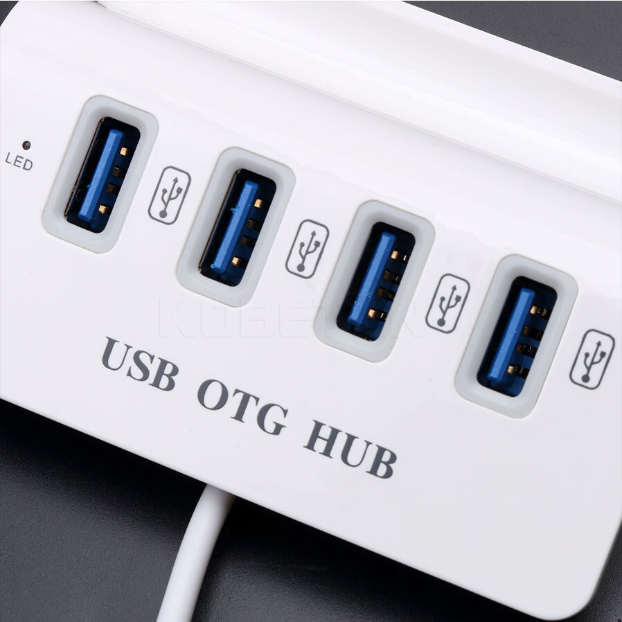Kebidu 4 Port Micro USB Hub High Speed OTG Hub Multi USB3. 0 Splitter voor Windows Tablet, Smartphone, PC met Telefoon Houder