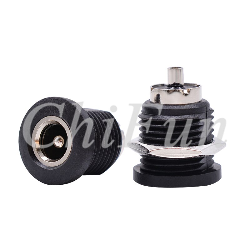 100pcs/lots DC-022D DC power socket female 5.5-2.1mm / 5.5-2.5mm with threaded nut opening 11mm
