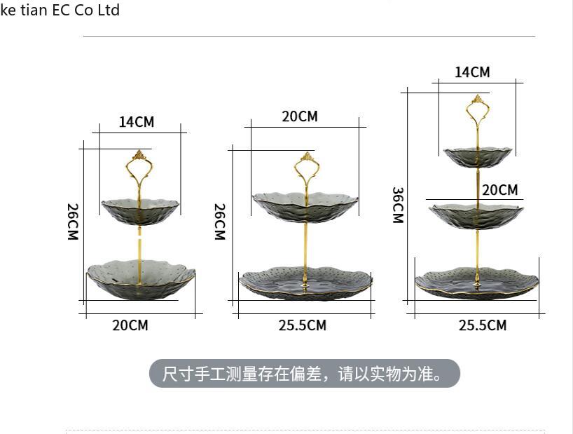 Nordic light luxury 3 layer cake tray double dessert fruit tray living room home dried fruit snack candy tray