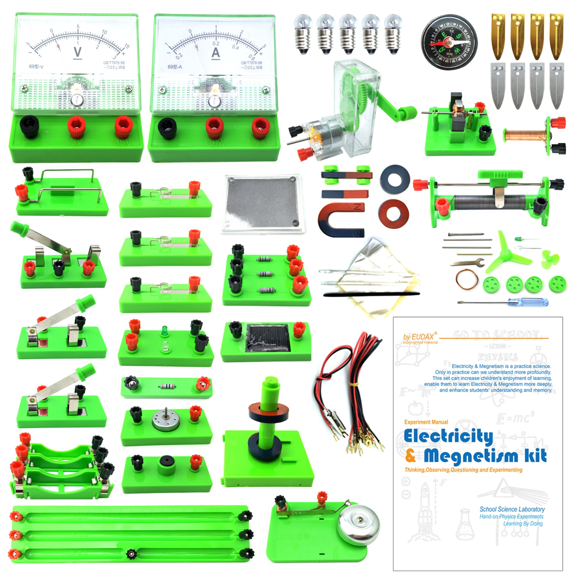 La escuela laboratorios de física Electricidad Básica descubrimiento de circuito y el magnetismo Kits de experimentos para Junior Senior High School rompecabezas