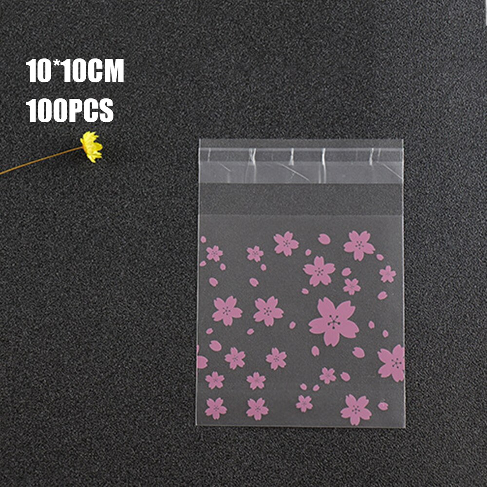 100Pcs Translucent Dot Plastic Biscuit Packaging Bag Opp Bag Wedding Birthday Party Cookie Baking Packaging Bag Candy Bag: E 10x10cm