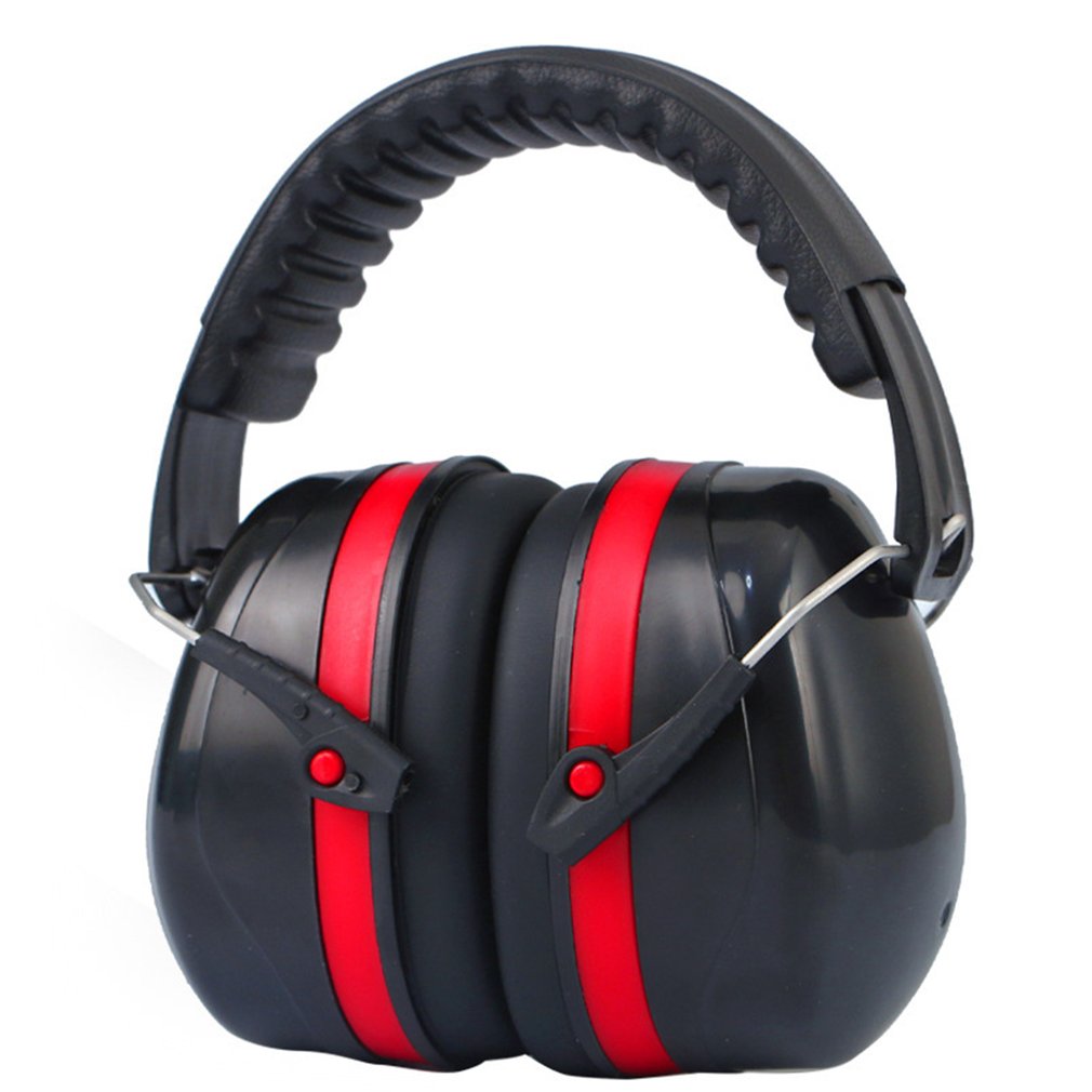 Strengthen Soundproof Earmuffs Anti-Noise Headphones Shooting Sleep Learning Mute Earmuffs Drum Protection Headsets: Red