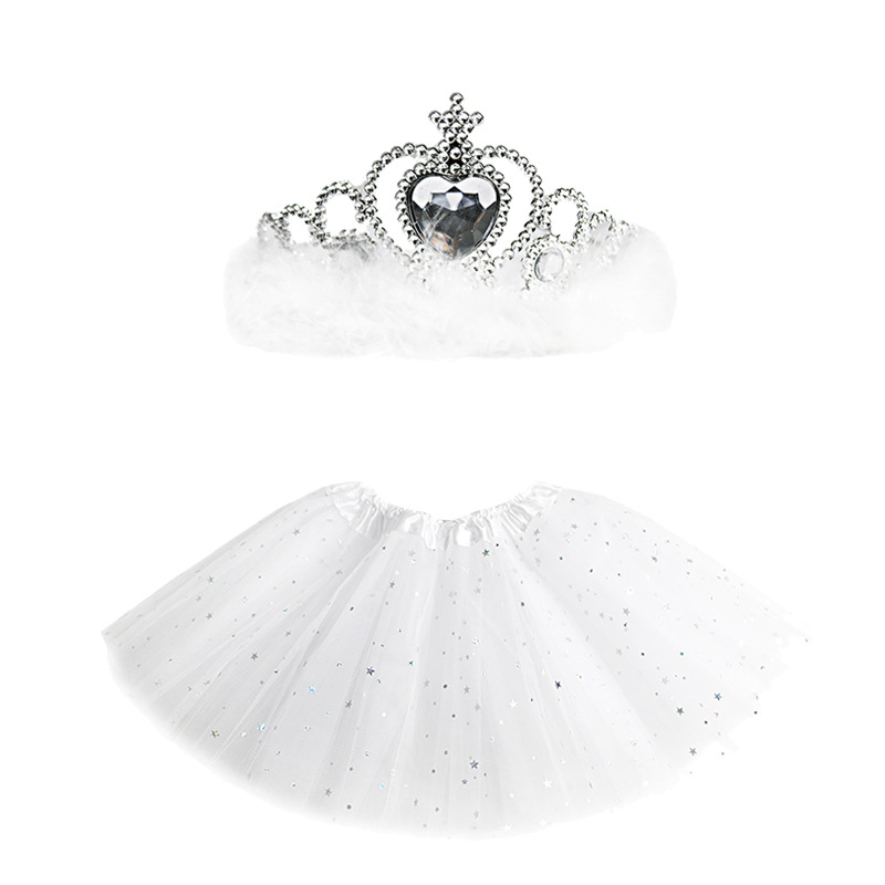 Baby pige prinsesse tyl tutu nederdel ballet dans fest dejlig mini nederdel med krone: 1