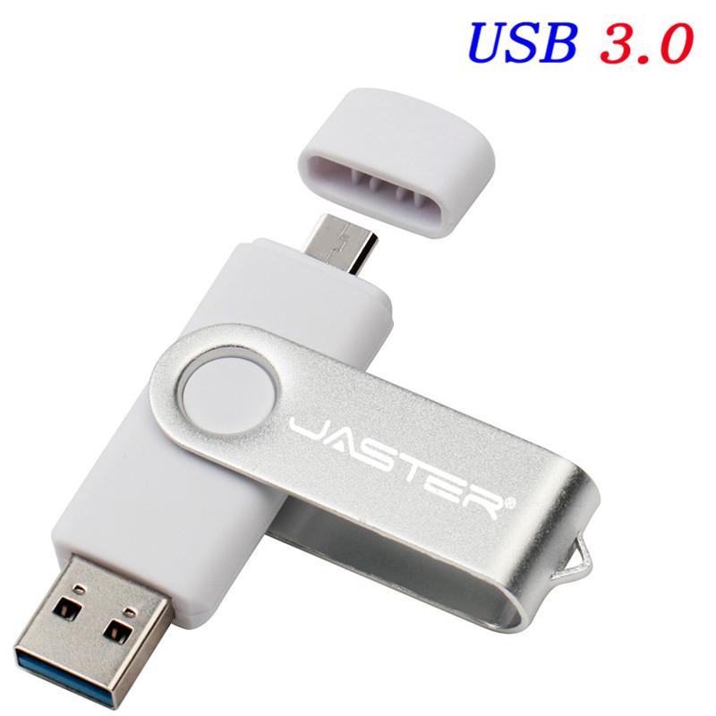 USB 3.0 OTG 64GB Black 2 in 1 Flash Drive 32GB Waterproof 16GB Plastic pendrive 8GB U disk 4GB Memory Stick Business: WHITE / 64 GB