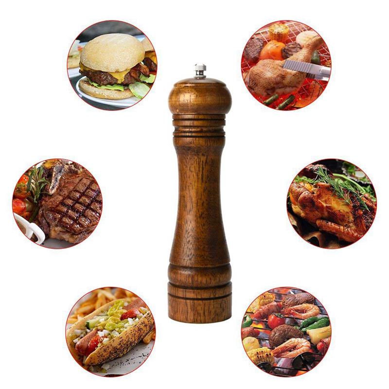 Pepper Grinder Pepper Mill Solid wood with strong adjustable ceramic grinder 8 Inch