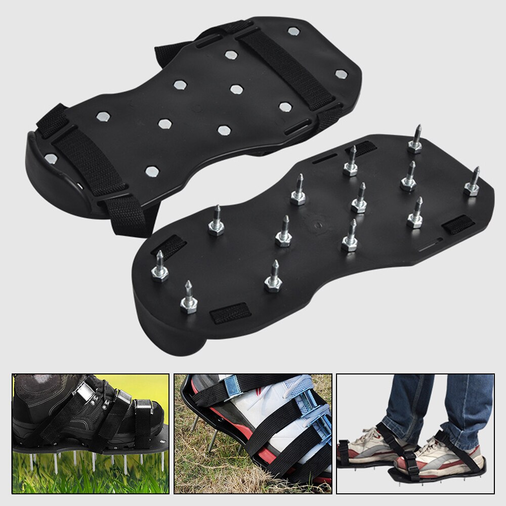 Une paire de métal boucle sol meuble chaussures artésiennes Ping pointes marche revitalisant pelouse aérateur sandales plastique pointes