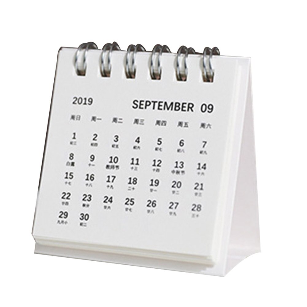År mini desk kalender simpel desk coil notesblok kraftpapir kalender daglige planer 99: Hvid
