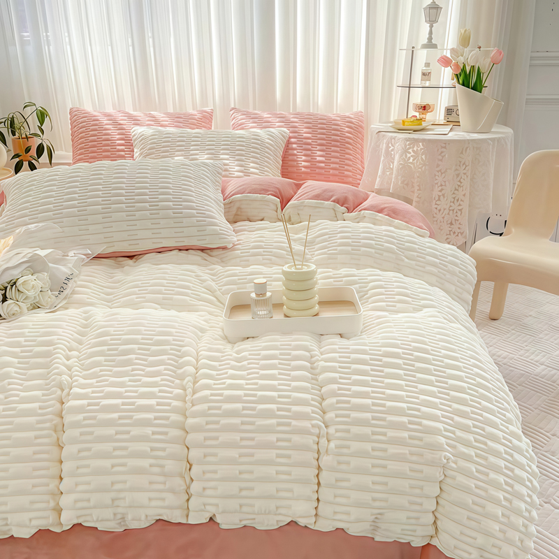 WOSTAR Artificial rabbit fur duvet cover 220x240 luxury double bed quilt cover warm winter velvet fleece bedding set king size