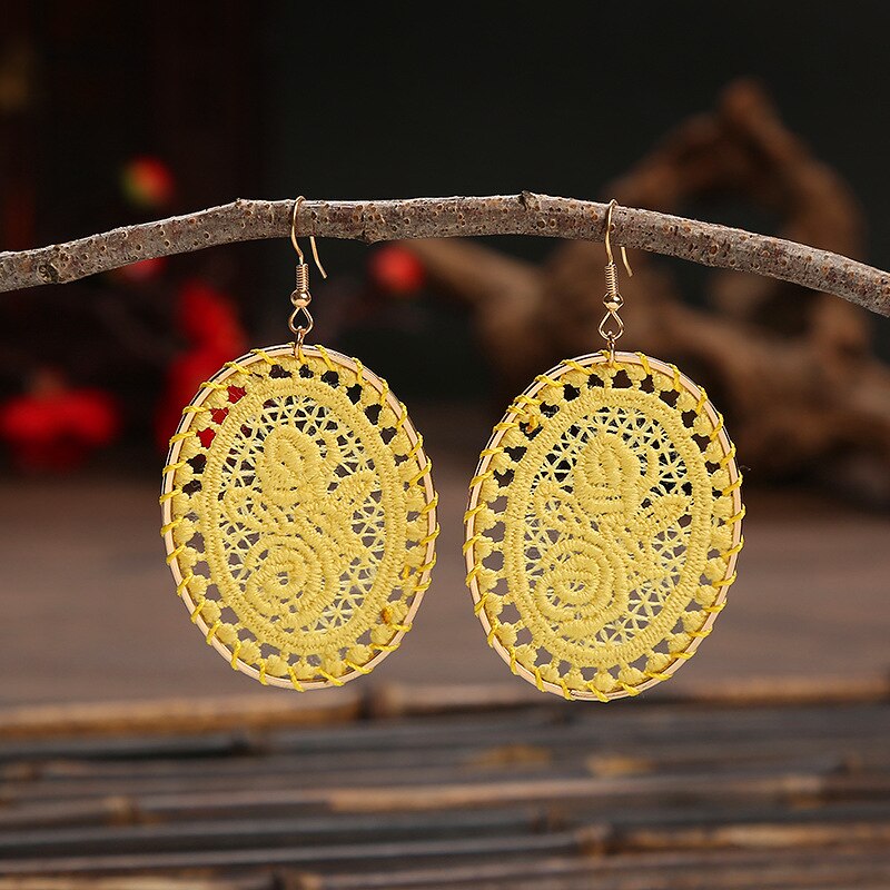 15 kolorów etniczne czerwone hafty spadek kolczyki dla kobiet Handmade Vintage kwiat Boho kolczyki indyjskie kolczyki