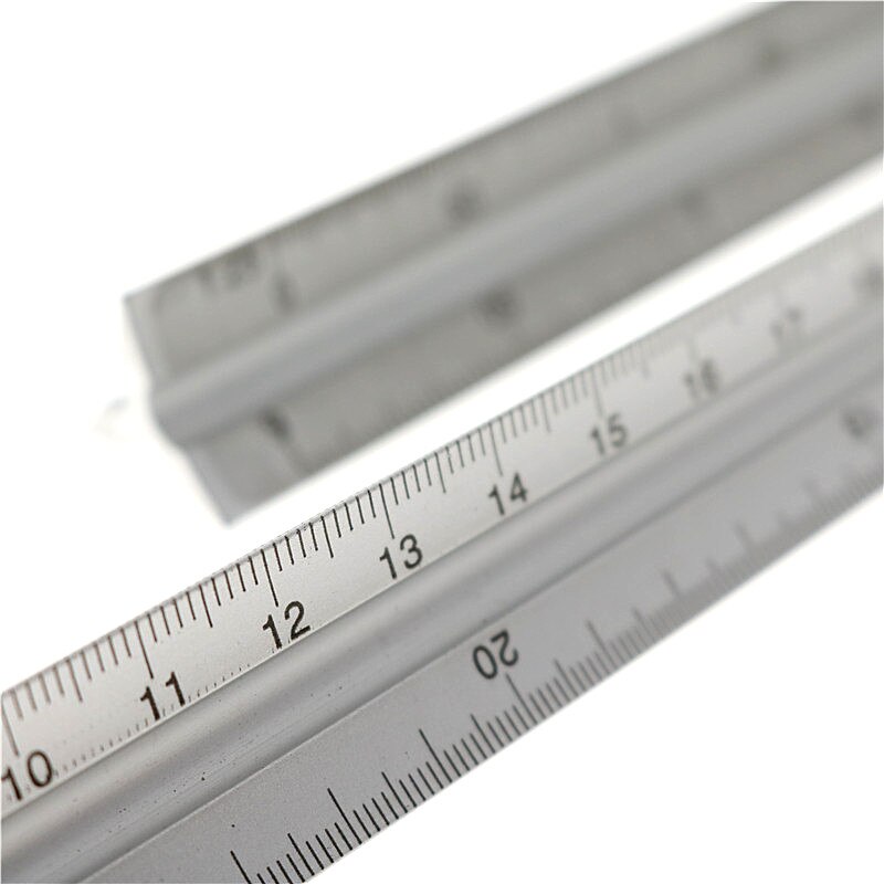 1 Pc 30cm Aviation Triangular Scale Aluminum Alloy Material 1: 20/1: 25/1: 50/1: 75/1: 100/1: 125 Multi-Function Measuring Ruler